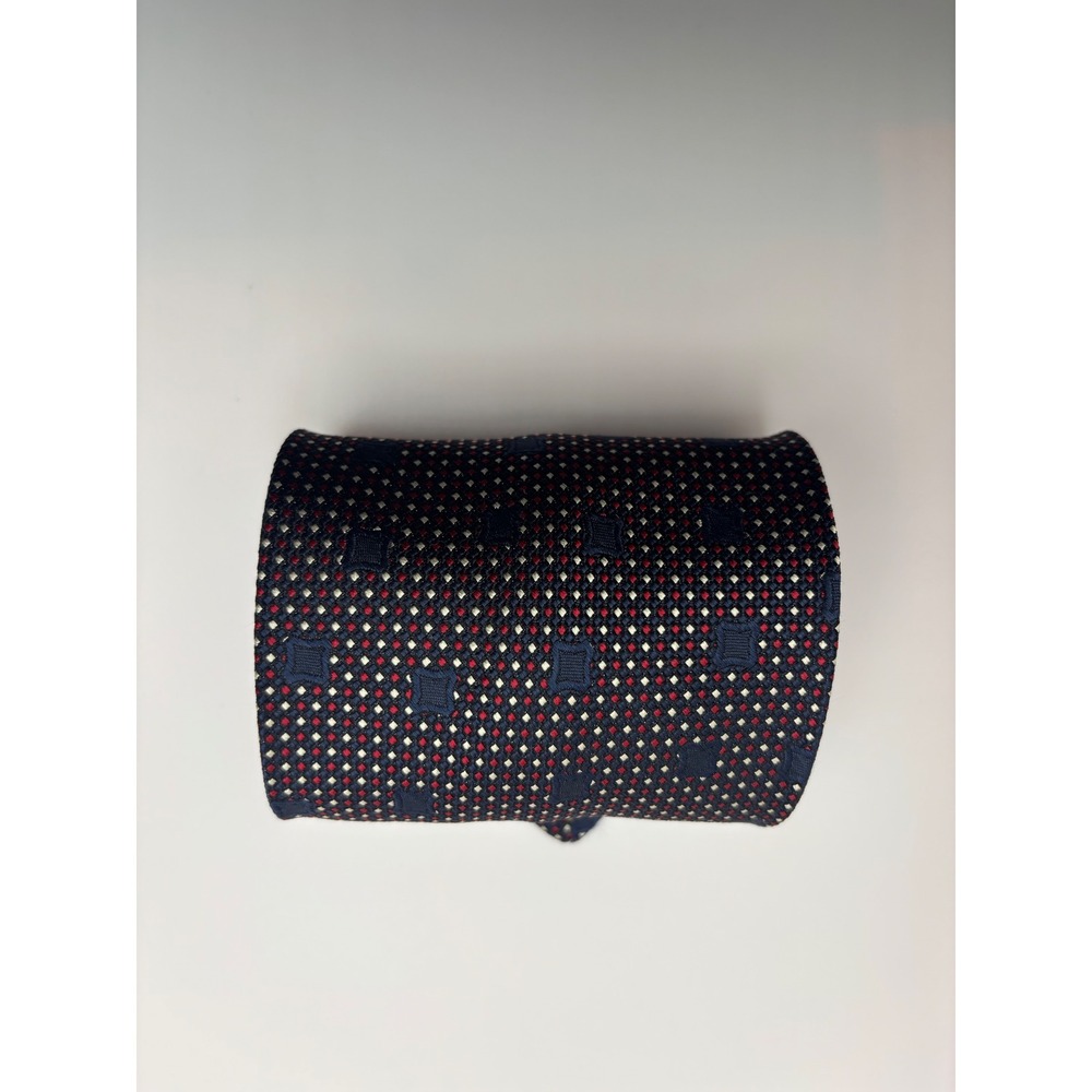 Bruno Piattelli Mens Navy Blue Geometric Silk Necktie Made in USA Classic Tie